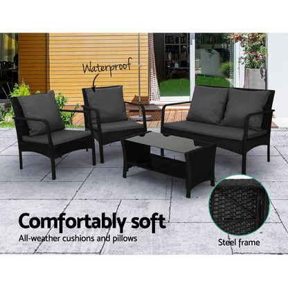 Gardeon Outdoor Furniture Lounge Table Chairs Garden Patio Wicker Sofa Set