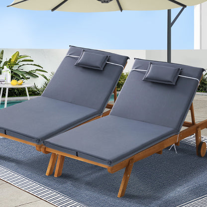 Gardeon Sun Lounger Wicker Lounge Day Bed Wheel Patio Outdoor Setting Furniture