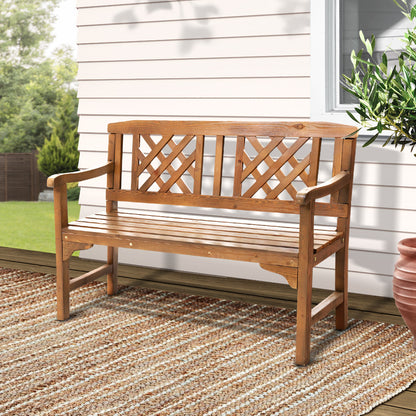 Gardeon Wooden Garden Bench 2 Seat Patio Furniture Timber Outdoor Lounge Chair Natural