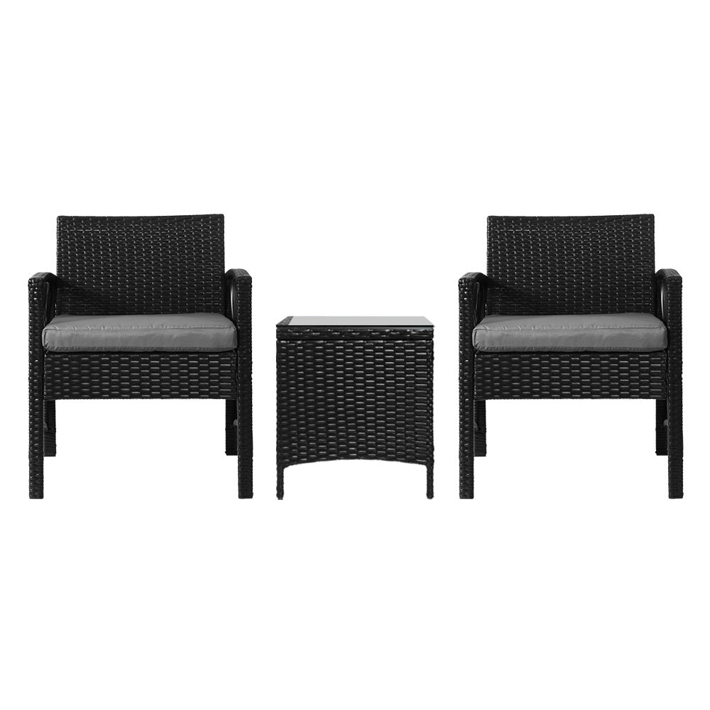 Gardeon Patio Furniture Outdoor Bistro Set Dining Chairs Setting 3 Piece Wicker