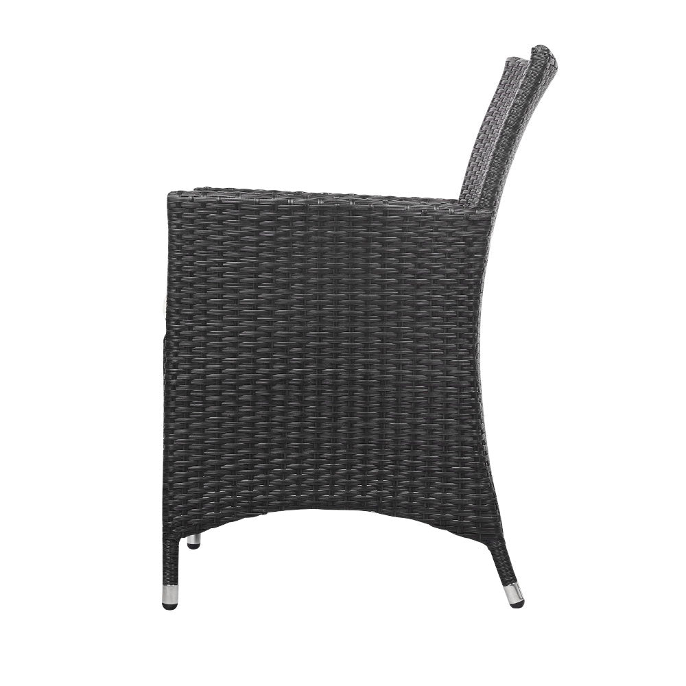 Gardeon 3 Piece Wicker Outdoor Furniture Set - Black