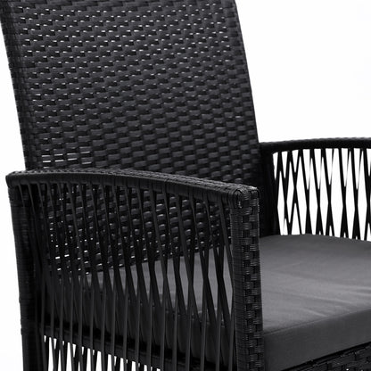 Outdoor Furniture Set of 2 Dining Chairs Wicker Garden Patio Cushion Black Gardeon