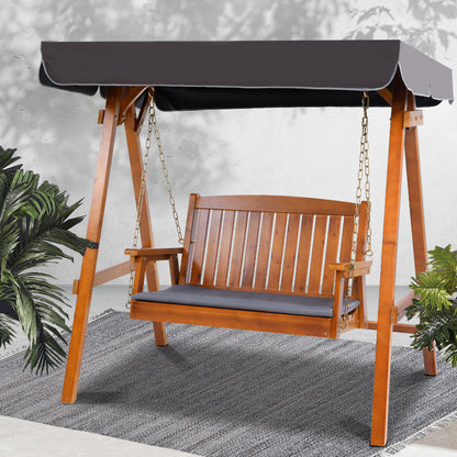 Gardeon Swing Chair Wooden Garden Bench Canopy 2 Seater Outdoor Furniture