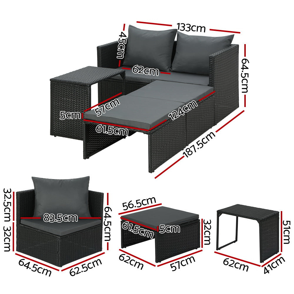 Gardeon Sun Lounge Wicker Lounger Patio Furniture Outdoor Setting Day Bed Garden