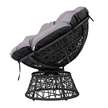 Gardeon Outdoor Papasan Chairs Lounge Setting Patio Furniture Wicker Black