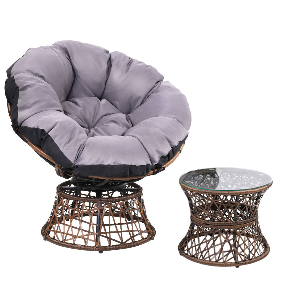 Gardeon Outdoor Lounge Setting Furniture Papasan Chair Table Wicker Patio Sofa