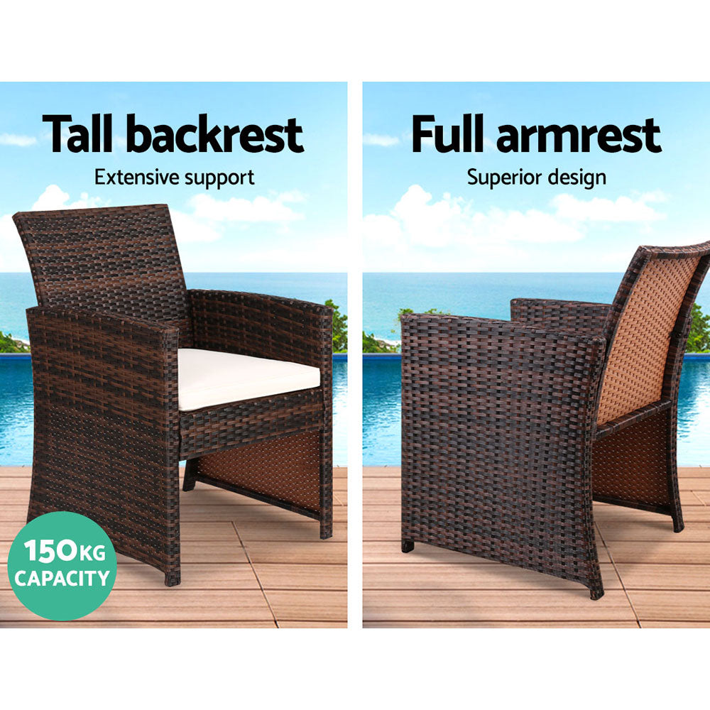 Gardeon Set of 4 Outdoor Lounge Setting Rattan Patio Wicker Dining Set Brown