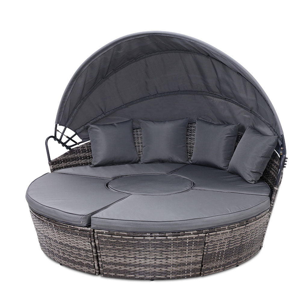 Gardeon Outdoor Lounge Setting Sofa Patio Furniture Wicker Garden Rattan Set Day Bed Grey