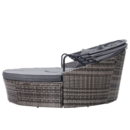 Gardeon Outdoor Lounge Setting Sofa Patio Furniture Wicker Garden Rattan Set Day Bed Grey