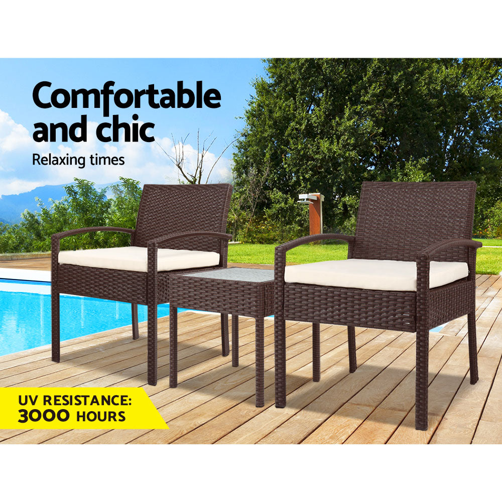 Gardeon 3-piece Outdoor Set - Brown