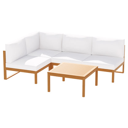 Gardeon 5 Pieces Outdoor Sofa Set 4-Seater Acacia Wood Corner Lounge Setting