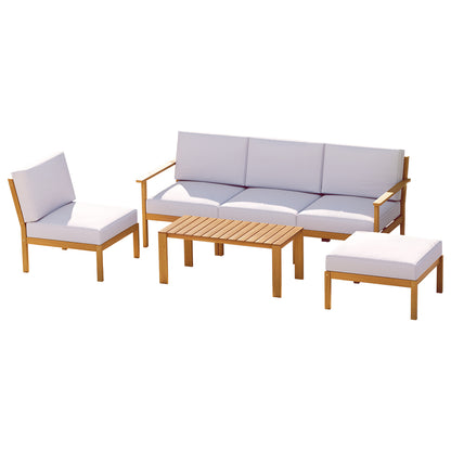 Gardeon 6pcs Outdoor Sofa Set 5-Seater Wooden Lounge Setting Garden Table Chairs