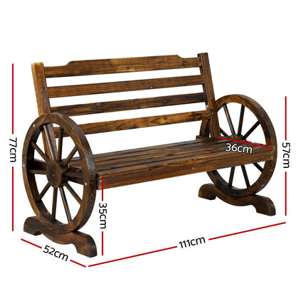 Gardeon Wooden Wagon Wheel Bench - Brown