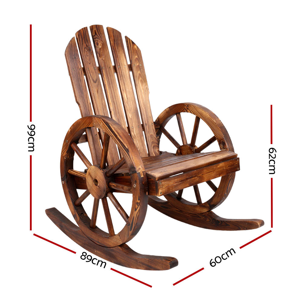 Gardeon Wagon Wheels Rocking Chair - Brown