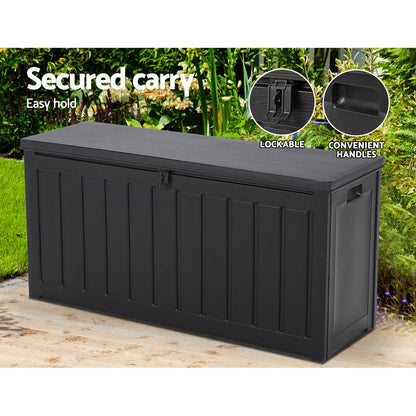 Gardeon 240L Outdoor Storage Box Lockable Bench Seat Garden Deck Toy Tool Sheds