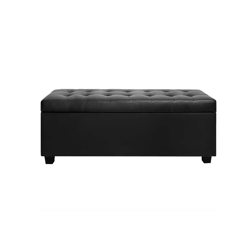 Artiss PU Leather Storage Ottoman - Black