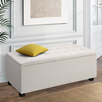 Artiss Large Fabric Storage Ottoman - Beige