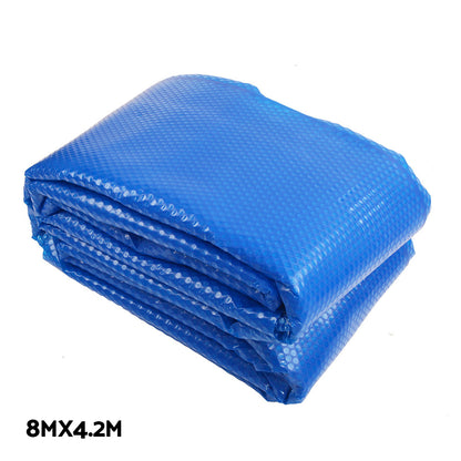 Aquabuddy Pool Cover 500 Micron 8x4.2m Swimming Pool Solar Blanket 5.5m Roller Blue