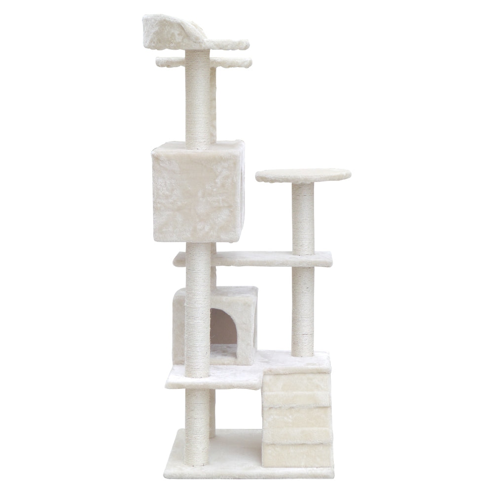 i.Pet Cat Tree 134cm Trees Scratching Post Scratcher Tower Condo House Furniture Wood Beige