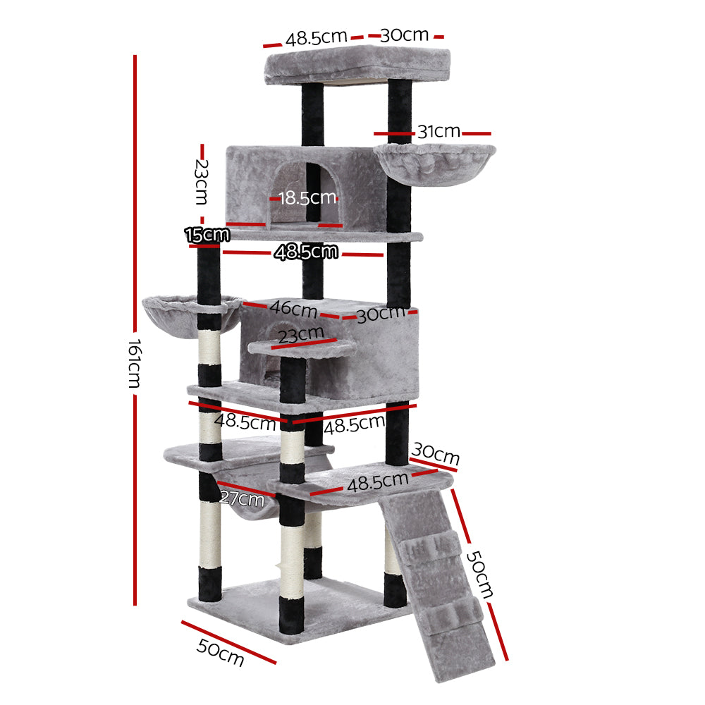 i.Pet Cat Tree Tower Scratching Post Scratcher Wood Condo House Play Bed 161cm