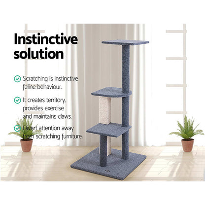 i.Pet Cat Tree 124cm Trees Scratching Post Scratcher Tower Condo House Furniture Wood Steps