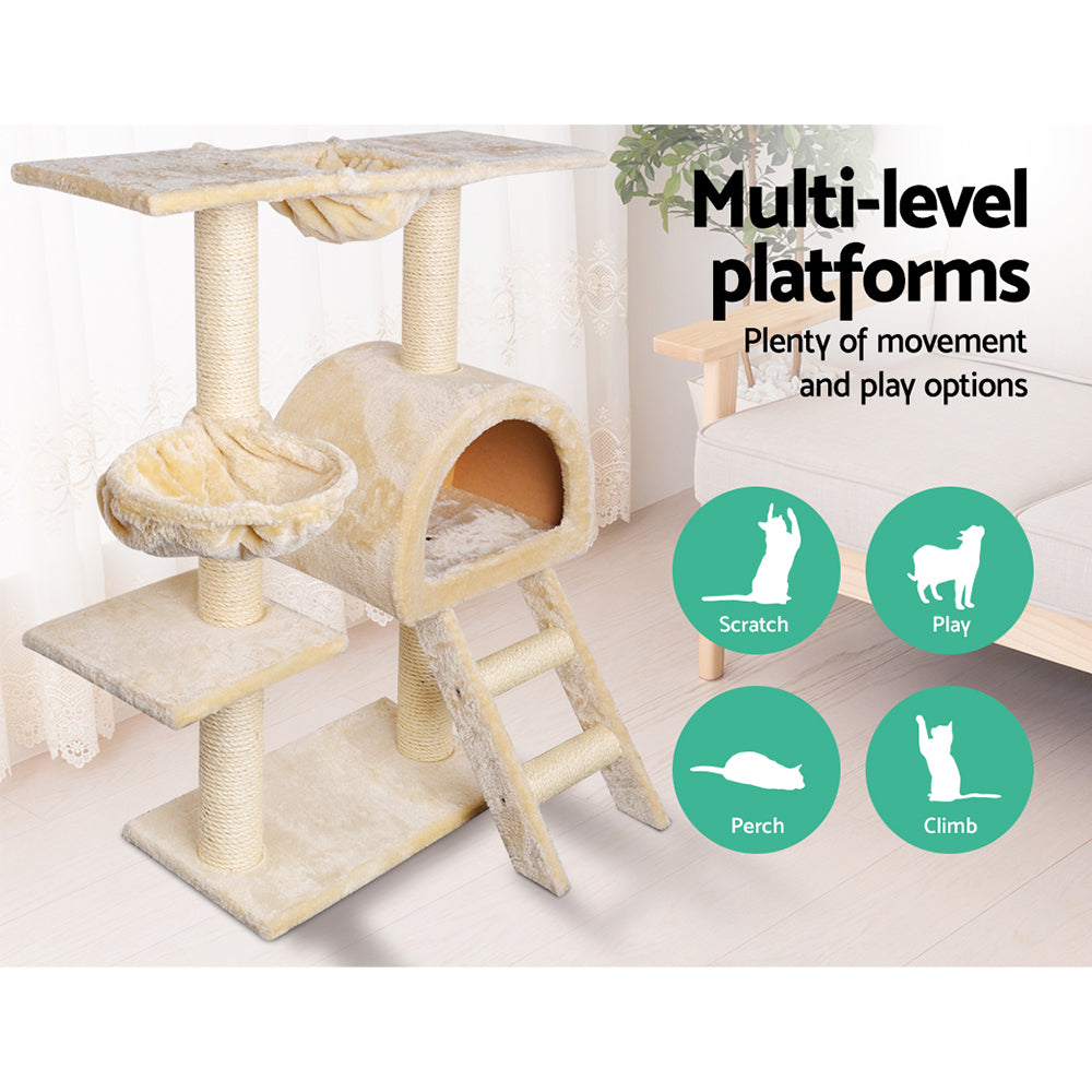 i.Pet Cat Tree Trees Scratching Post Scratcher Condo Tower House Bed Beige 100cm