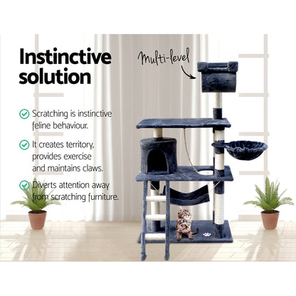 i.Pet Cat Tree 141cm Trees Scratching Post Scratcher Tower Condo House Furniture Wood