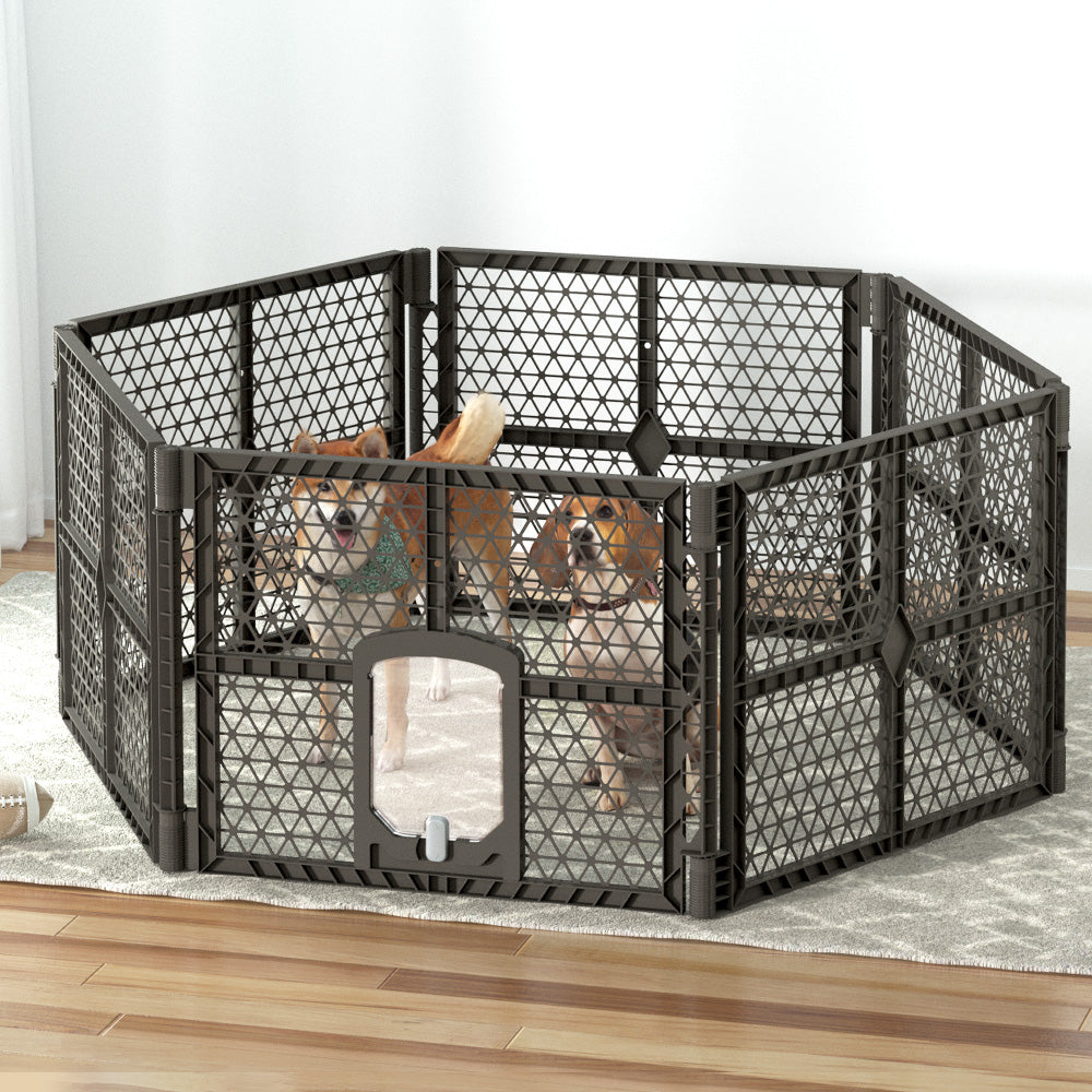 i.Pet Pet Dog Playpen Enclosure 6 Panel Fence Puppy Cage Plastic Play Pen Fold