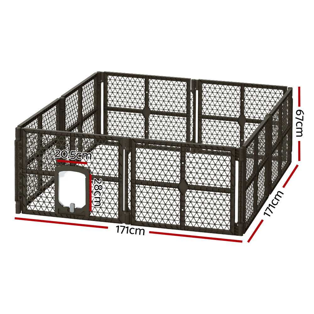 i.Pet Pet Dog Playpen Enclosure 8 Panel Fence Puppy Cage Plastic Play Pen Fold