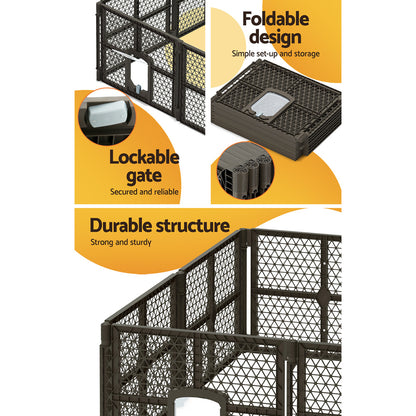 i.Pet Pet Dog Playpen Enclosure 8 Panel Fence Puppy Cage Plastic Play Pen Fold