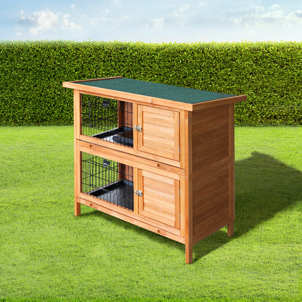 i.Pet Rabbit Hutch Wooden Pet Hutch 82cm x 91.5cm x 45cm