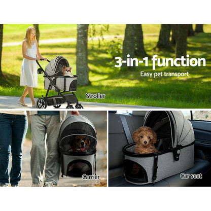 i.Pet Pet Stroller Pram Large Dog Cat Carrier Travel Pushchair Foldable 4 Wheels