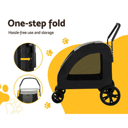 i.Pet Pet Dog Stroller Pram Large Carrier Cat Travel Foldable Strollers 4 Wheels