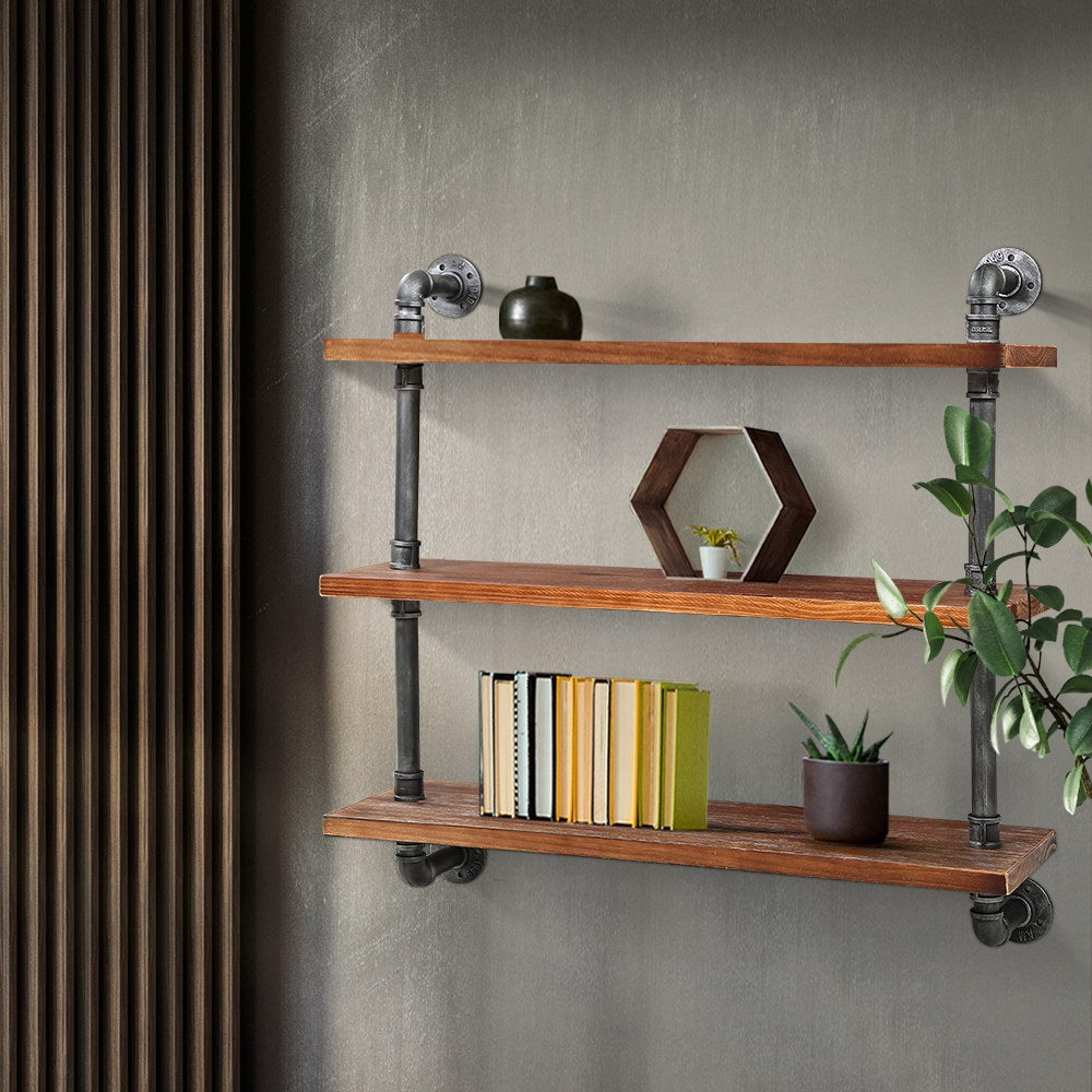 Artiss Display Wall Shelves Industrial DIY Pipe Shelf Brackets Rustic Bookshelf