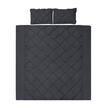 Giselle Quilt Cover Set Diamond Pinch Black - Queen