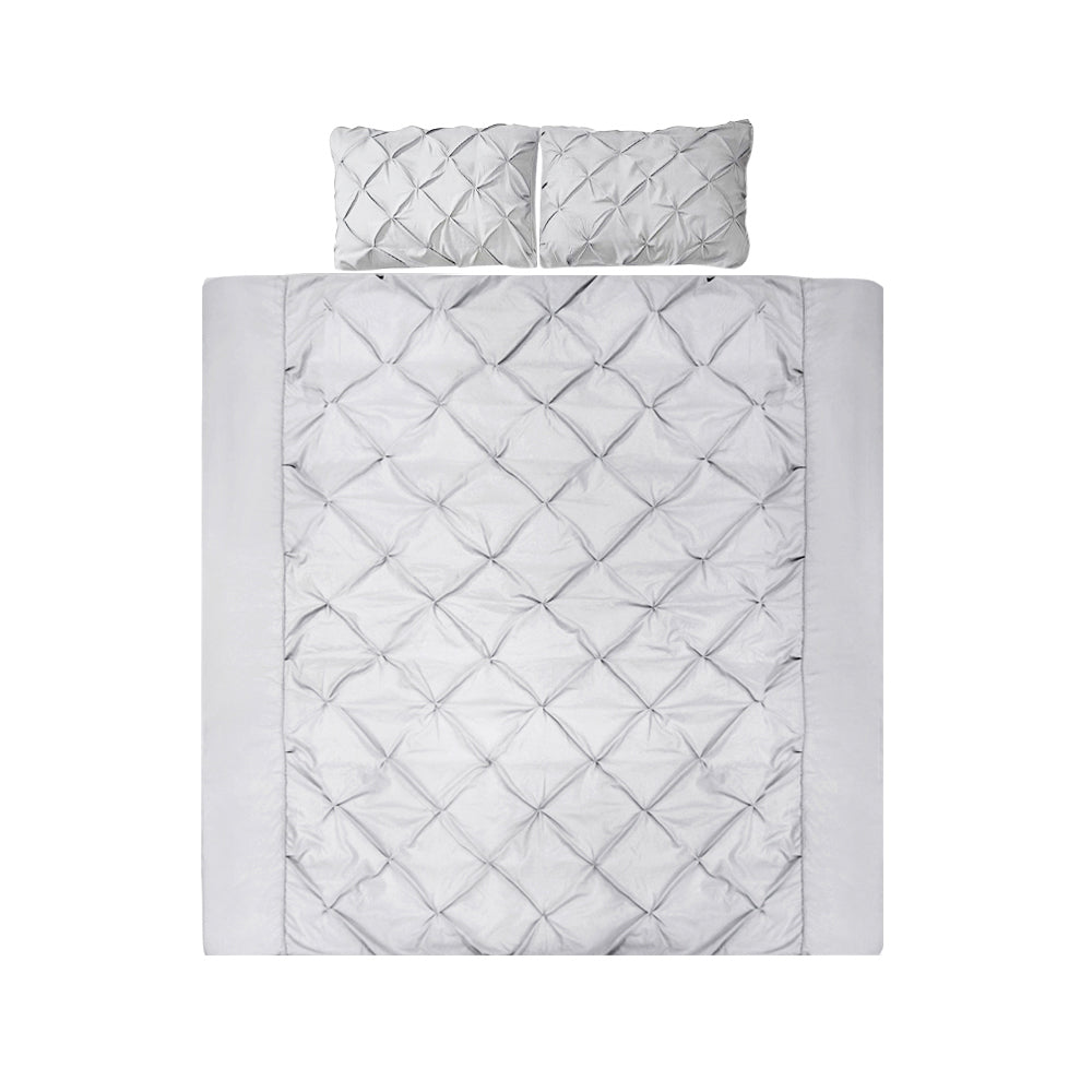 Giselle Quilt Cover Set Diamond Pinch Grey - King