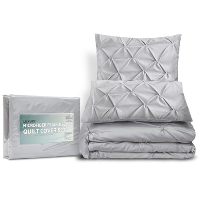 Giselle Quilt Cover Set Diamond Pinch Grey - King