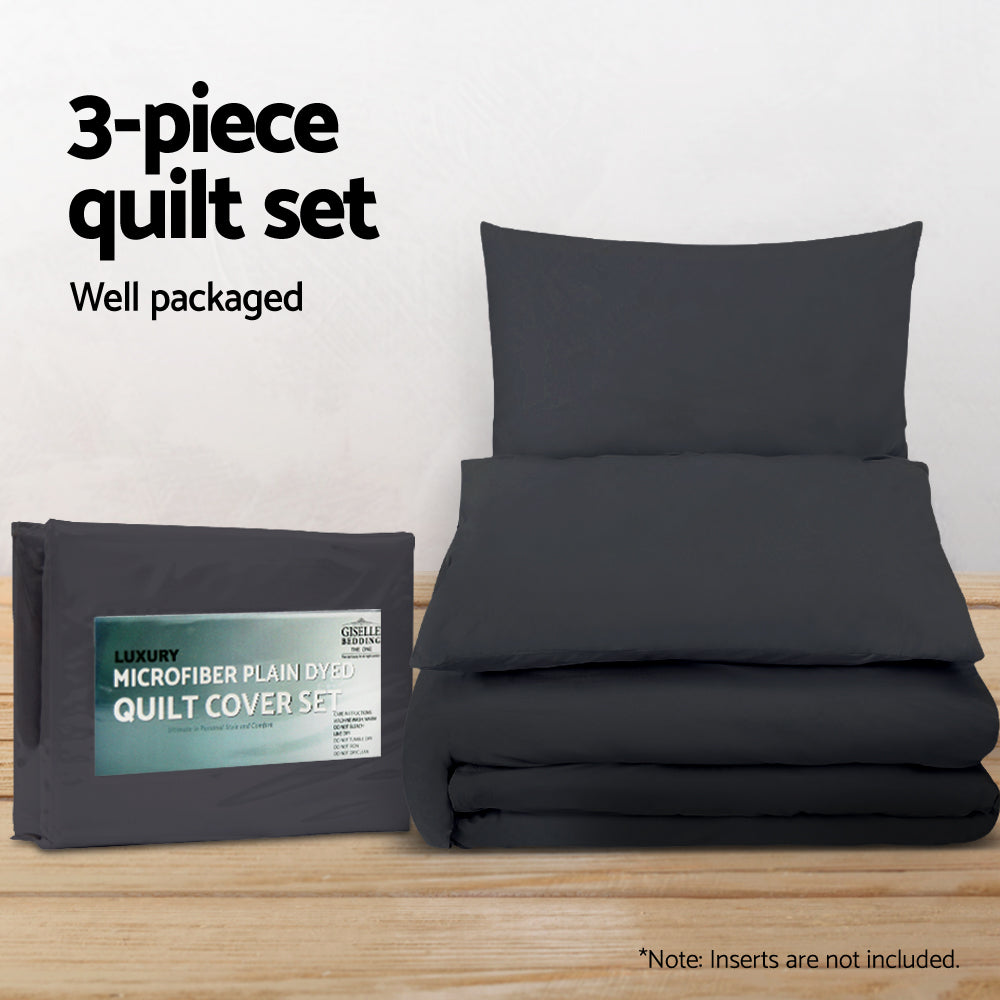 Giselle Quilt Cover Set Classic Black - Queen