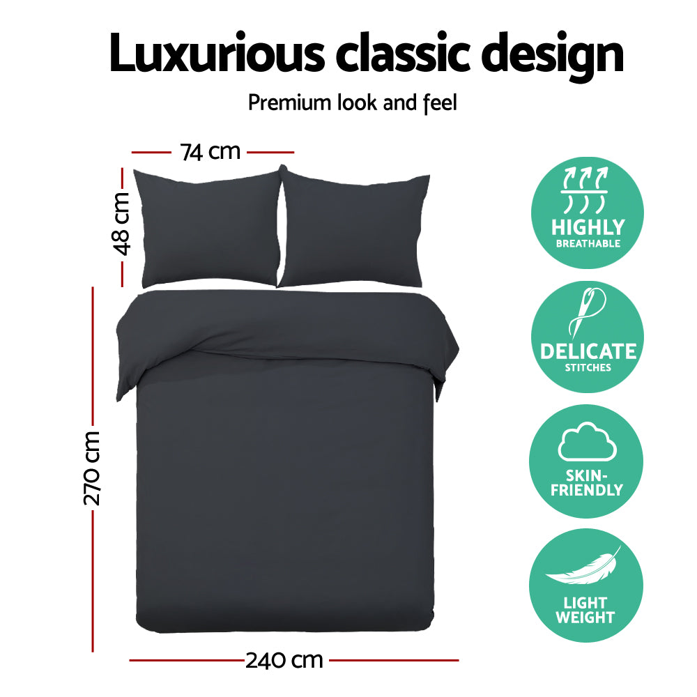 Giselle Quilt Cover Set Classic Black - Super King