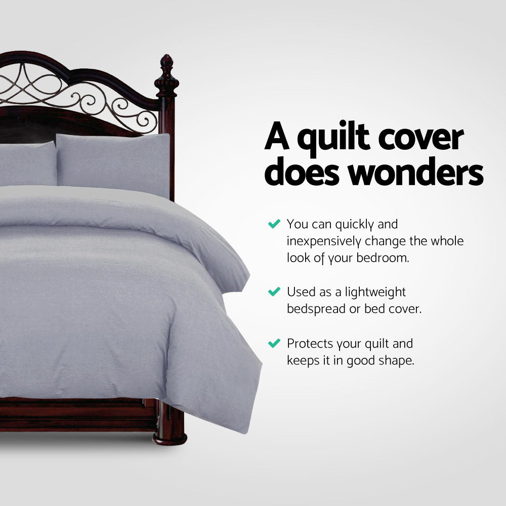 Giselle Quilt Cover Set Classic Grey - Super King