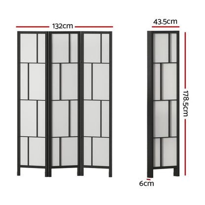 Artiss Ashton Room Divider Screen Privacy Wood Dividers Stand 3 Panel Black