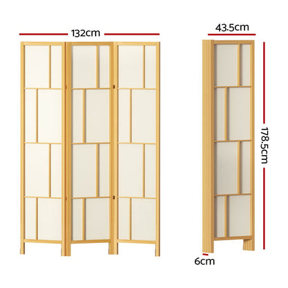 Artiss Ashton Room Divider Screen Privacy Wood Dividers Stand 3 Panel Natural