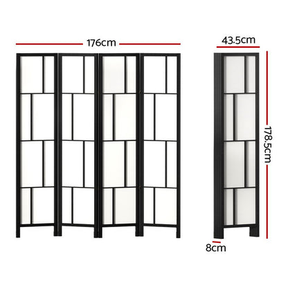 Artiss Ashton Room Divider Screen Privacy Wood Dividers Stand 4 Panel Black