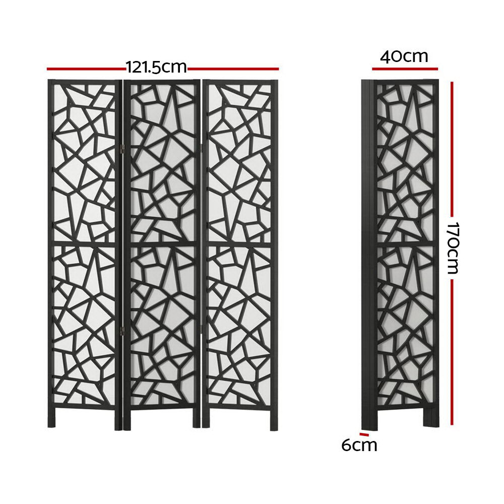 Artiss Clover Room Divider Screen Privacy Wood Dividers Stand 3 Panel Black