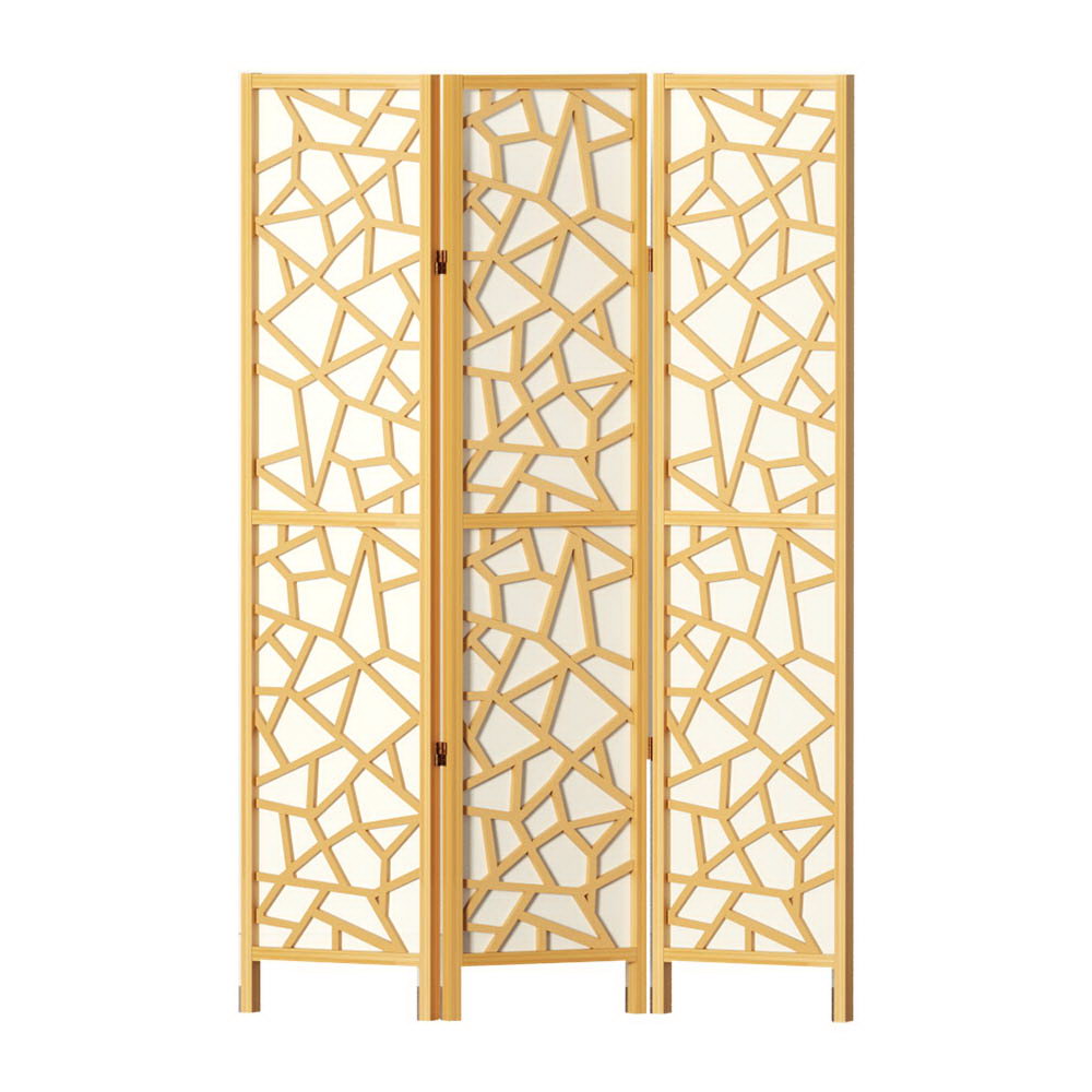 Artiss Clover Room Divider Screen Privacy Wood Dividers Stand 3 Panel Natural