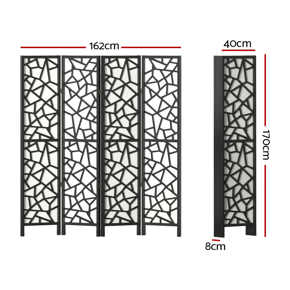 Artiss Clover Room Divider Screen Privacy Wood Dividers Stand 4 Panel Black