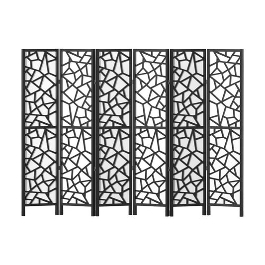 Artiss Clover Room Divider Screen Privacy Wood Dividers Stand 6 Panel Black