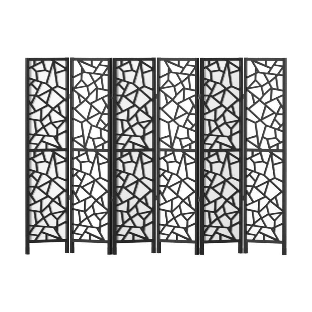 Artiss Clover Room Divider Screen Privacy Wood Dividers Stand 6 Panel Black