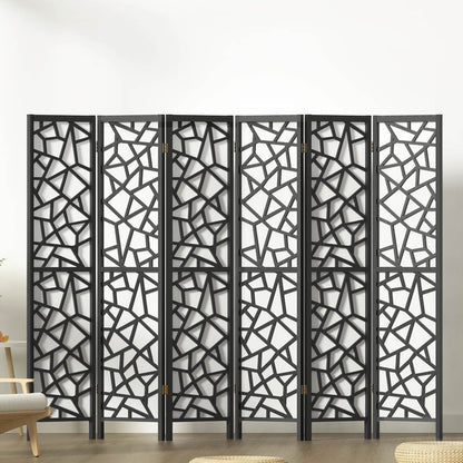 Artiss Clover Room Divider Screen Privacy Wood Dividers Stand 6 Panel Black