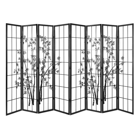 Artiss Room Divider Screen Privacy Dividers Pine Wood Stand Black White 8 Panel